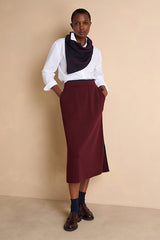 IRINE1927-14 BURGUNDY LONG WOOL SKIRT