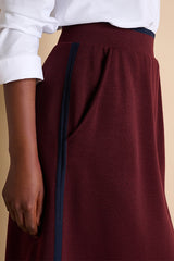 IRINE1927-14 BURGUNDY LONG WOOL SKIRT