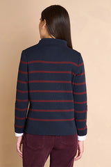 ACCORDER1927 NAVY BLUE STRIPED MERINO WOOL SWEATER