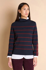 ACCORDER1927 NAVY BLUE STRIPED MERINO WOOL SWEATER