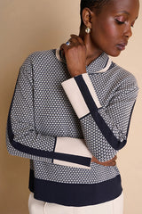 AMSONIA14 GEOMETRIC CONTRAST KNIT SWEATER