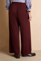 YANG1927 FLOWING BURGUNDY WOOL TROUSERS