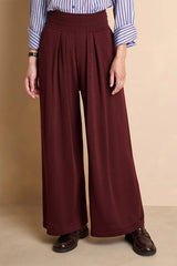 YANG1927 FLOWING BURGUNDY WOOL TROUSERS