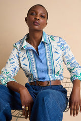 CLEVELAND BLUE LONG SLEEVE PRINT SHIRT