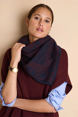 EMPRISE1927 NAVY BLUE TRIANGULAR PRINT SCARF
