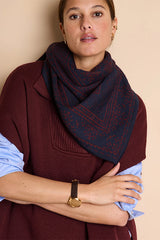 EMPRISE1927 NAVY BLUE TRIANGULAR PRINT SCARF
