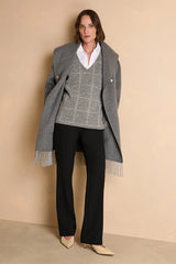 PAULETTE-NEW BLACK WIDE STRAIGHT RIBBED TROUSERS