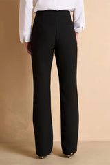 PAULETTE-NEW BLACK WIDE STRAIGHT RIBBED TROUSERS