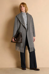 MASCOTTE GREY LONG FRINGED COAT