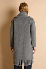 MASCOTTE GREY LONG FRINGED COAT