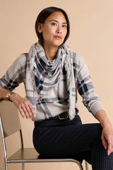 ASQUARE NAVY BLUE ROUND NECKLINE PRINTED SWEATER