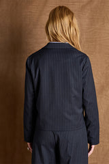 BILLY BLUE SHORT STRIPED BUTTON-DOWN JACKET