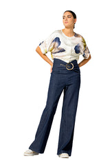 HIGH WAIST BELTED SUPPLE WIDE JEANS