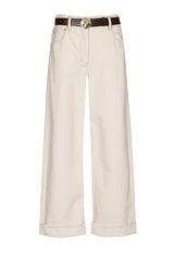 NORMAL WAIST COTTON BLEND TROUSERS