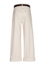 NORMAL WAIST COTTON BLEND TROUSERS