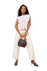 NORMAL WAIST COTTON BLEND TROUSERS