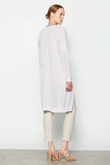 LUREX DROPPED ARMHOLES CRUDE LONG CARDIGAN