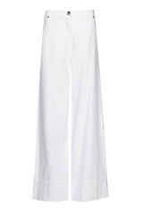 MID WAIST COTTON BLEND TROUSERS