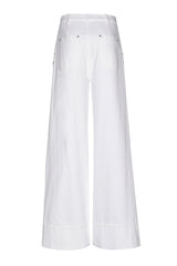 MID WAIST COTTON BLEND TROUSERS