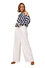 NORMAL PLEAT DETAIL WAIST WIDE LEG TROUSERS