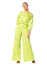 LIME COTTON PALAZZO TROUSERS