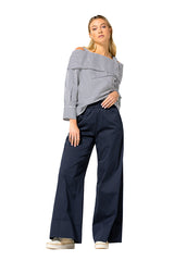 BLUE COTTON PALAZZO TROUSERS