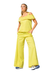 YELLOW COTTON PALAZZO TROUSERS