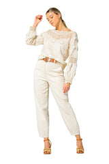 MID WAIST BAGGY COTTON TROUSERS