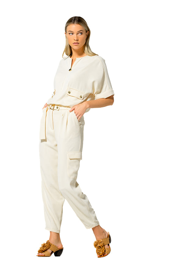 HIGH WAIST LOOSE CARGO TROUSERS