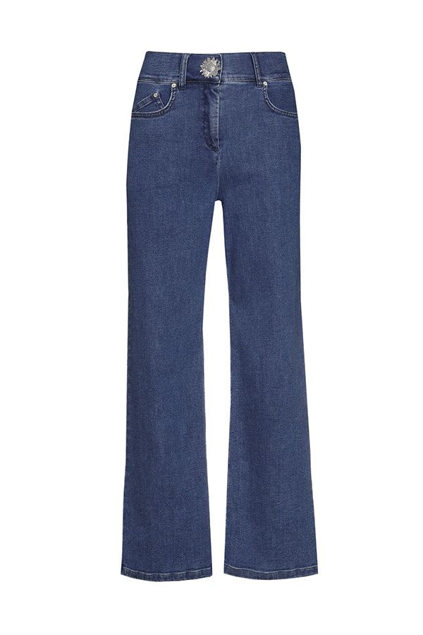 PRESS STUD ANKLE LENGTH STRAIGHT JEANS