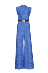 BLUE LACE WIDE JUMPSUIT