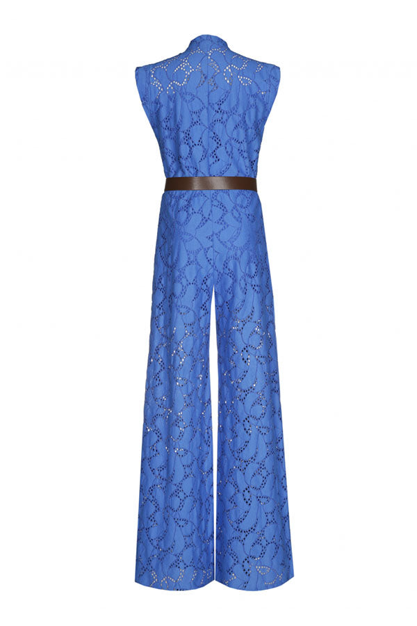 BLUE LACE WIDE JUMPSUIT