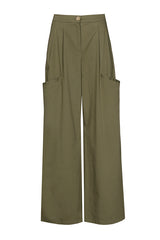 PLEAT POCKET DETAIL WIDE LEG TROUSERS