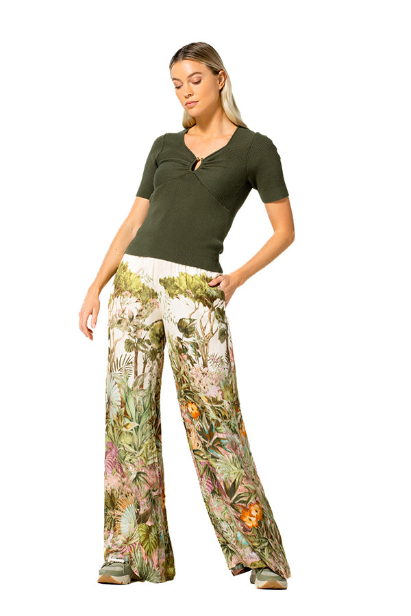 TROPICAL PRINT PALAZZO TROUSERS