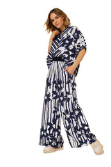 ELASTICATED WAIST FLORAL PRINT PALAZZO TROUSERS