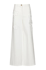FRAYED FLORAL DETAIL MID WAIST JEANS