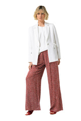 ELASTICATED WAIST ABSTRACT PATTERN TROUSERS