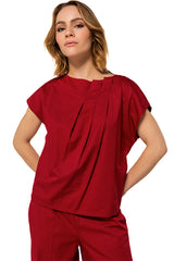 PLEAT DETAIL FINE COTTON TOP
