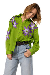 FLORAL EMBROIDERY OVERSIZED SHIRT