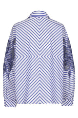 BLUE SLEEVE DETAIL OVERSIZED COTTON SHIRT