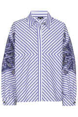 BLUE SLEEVE DETAIL OVERSIZED COTTON SHIRT