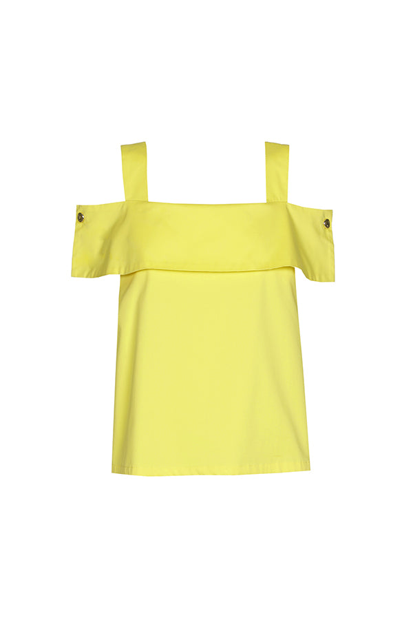 YELLOW OFF-SHOULDER SHORT COTTON TOP