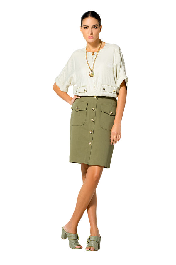 LIGHT SHEEN ZIP FLOWING TOP