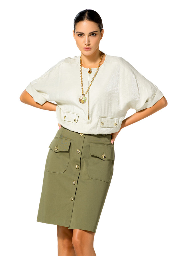 LIGHT SHEEN ZIP FLOWING TOP