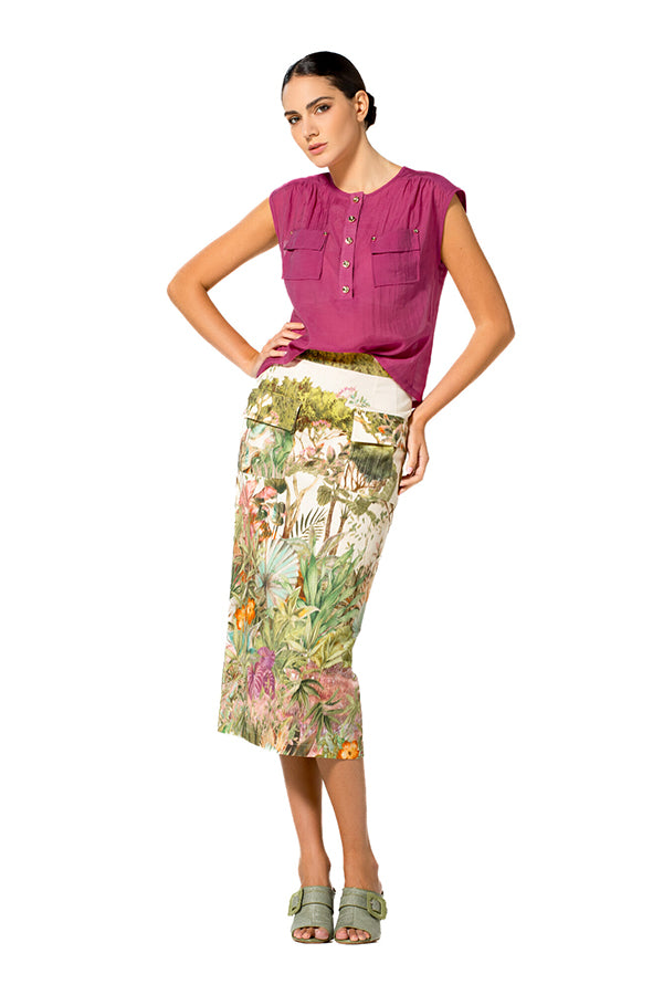 ORCHID PLEAT EFFECT CAP SLEEVE TOP