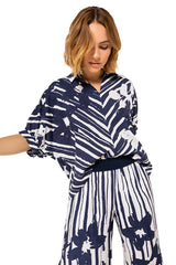 GRAPHIC FLORAL PATTERN LOOSE FITTING BLOUSE