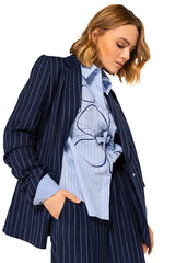 FLORAL ACCENT OVERSIZED COTTON SHIRT