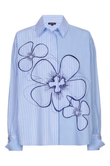 FLORAL ACCENT OVERSIZED COTTON SHIRT