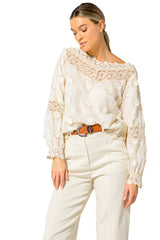 LACE MIX LOOSE BLOUSE