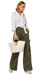 OFF WHITE INTEGRATED SCARF FLOWING BLOUSE